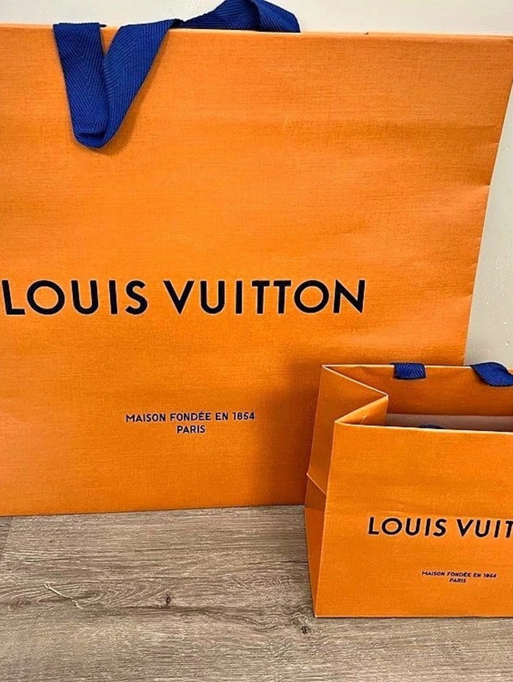 Louis Vuitton Shopping Bags in Orange & Blue
